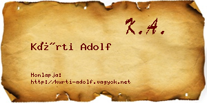 Kürti Adolf névjegykártya